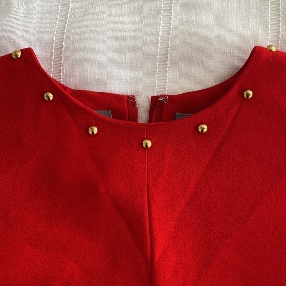 Liz Claiborne vintage cherry red shift dress with gold embellishments. - Picture 8 of 14